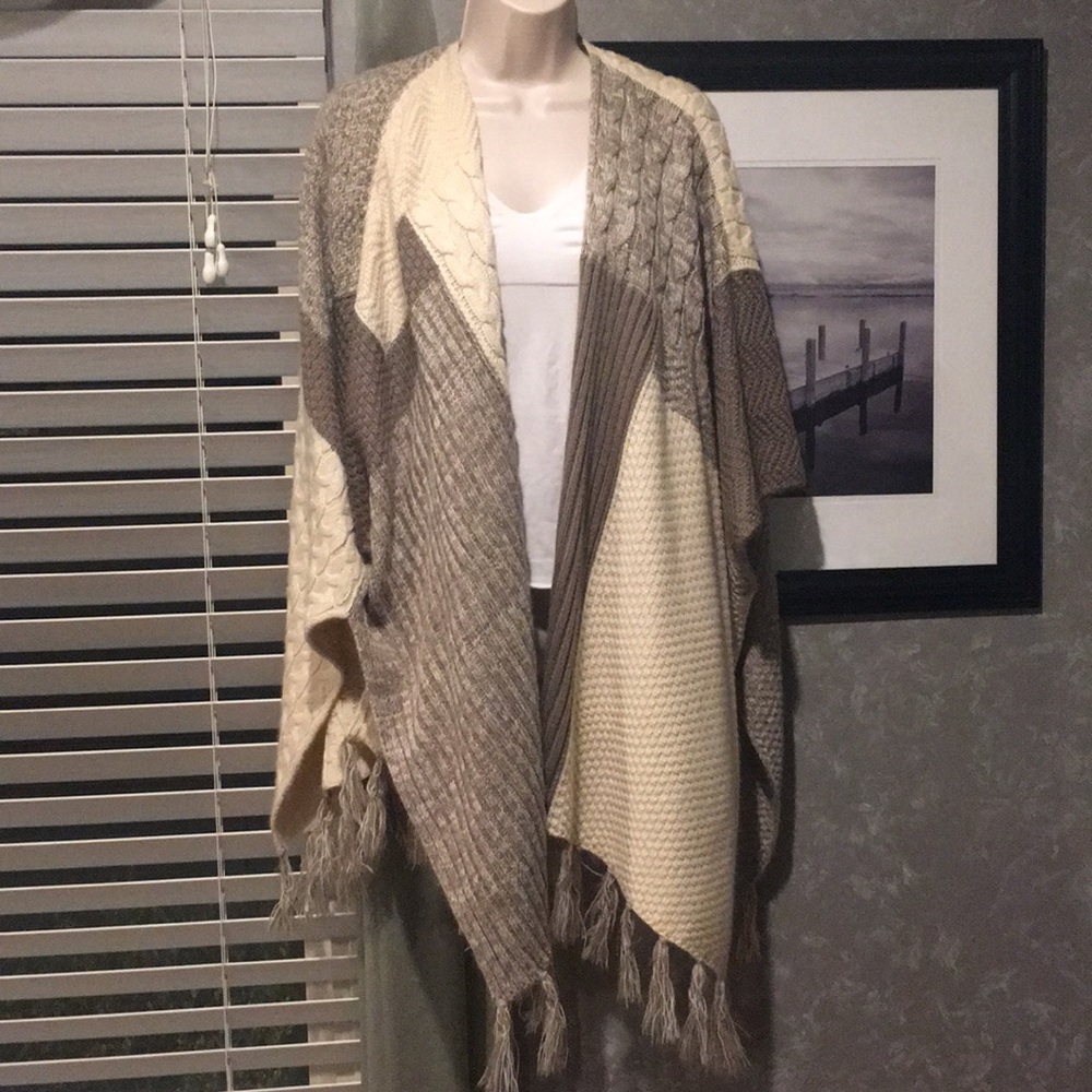 Adorable cardigan float oatmeal:beige color block